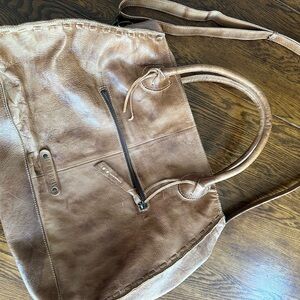 BED|STU Brown Leather Shoulder Bag with Structured Design